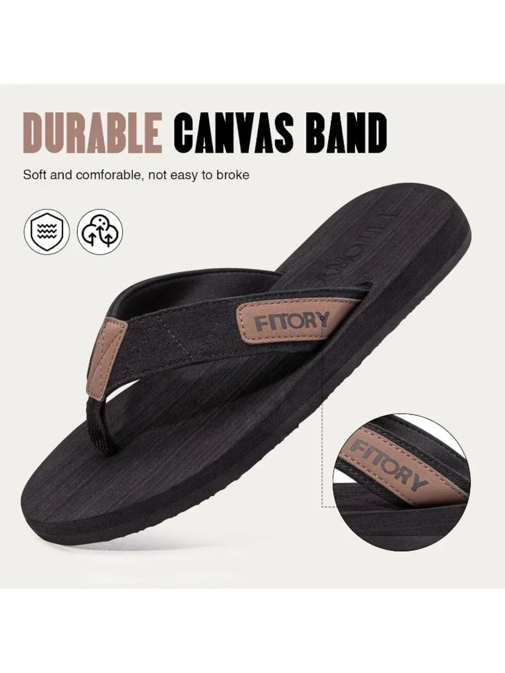 Men's Black Flat Thongs Solid Comfort Split Toe Rubber Flip Flop Slipper Shoes